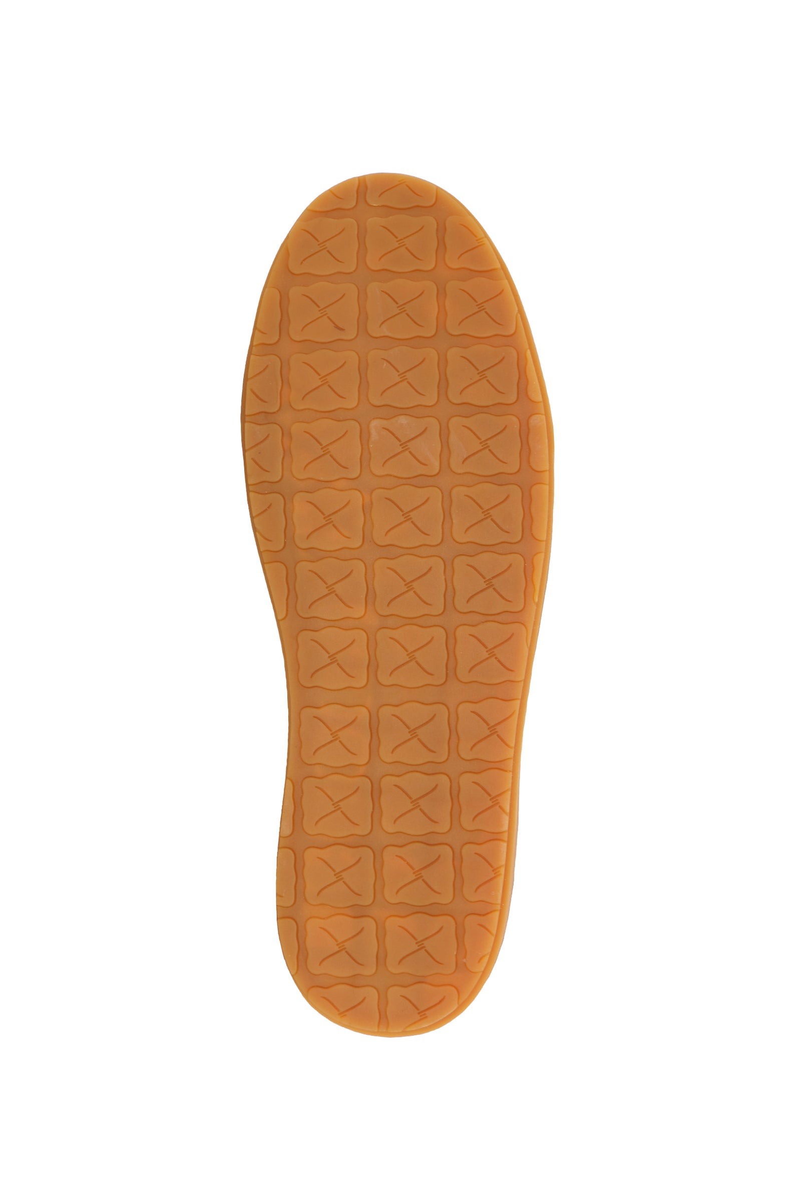 Brown shoe sole with a textured pattern on a white background