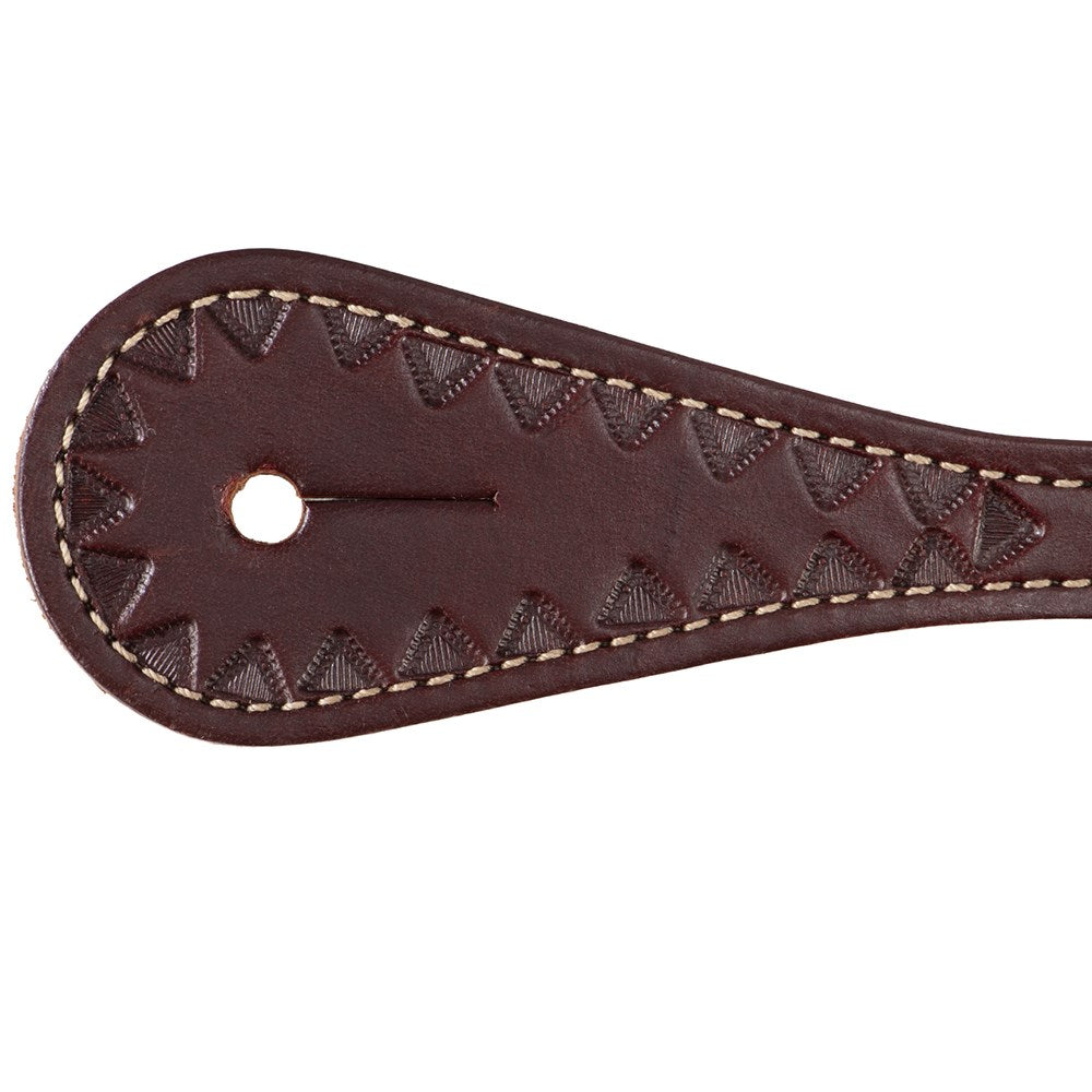 Weaver Youth Triangle Tooled Spur Straps - Chestnut
