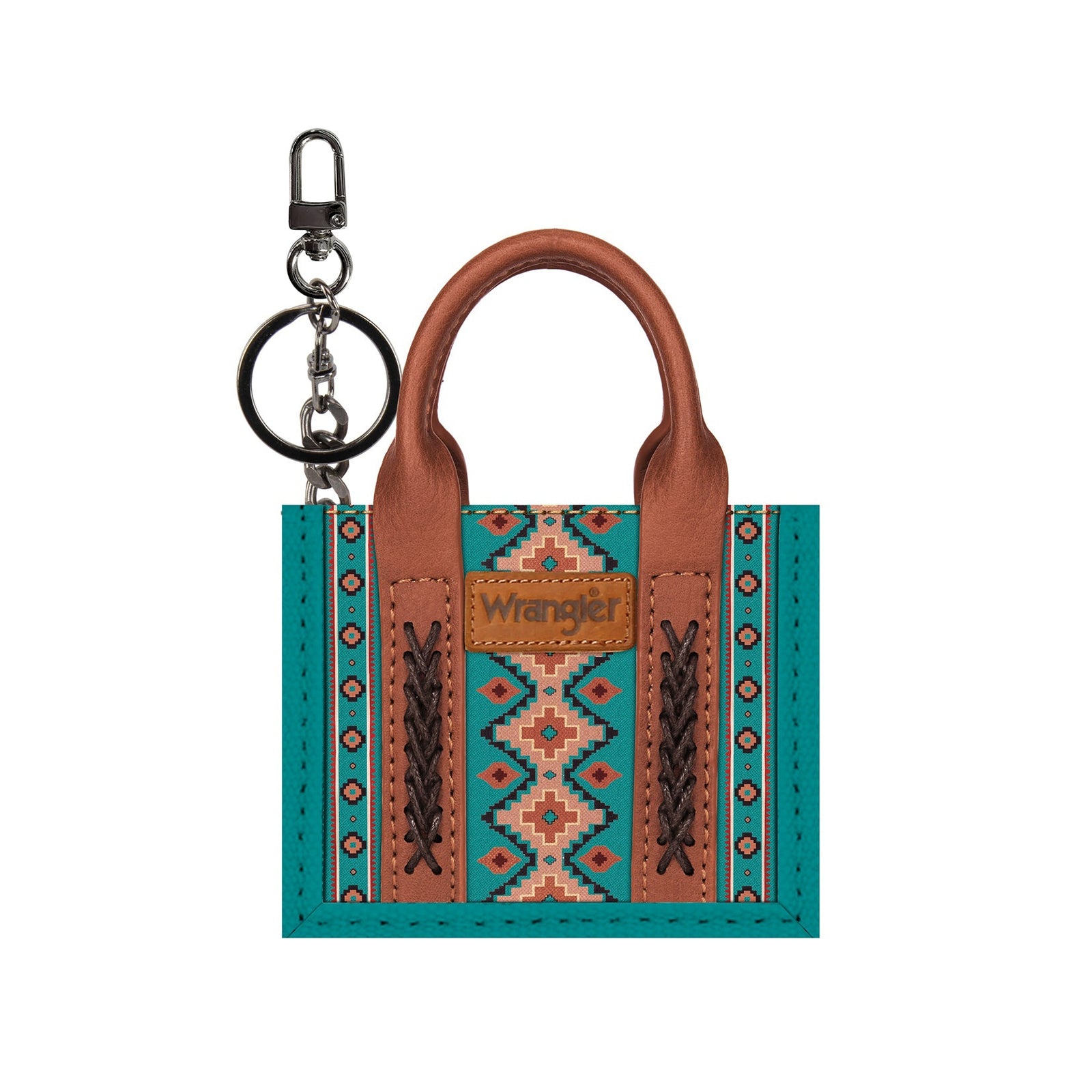 Keychain with a geometric pattern on a white background