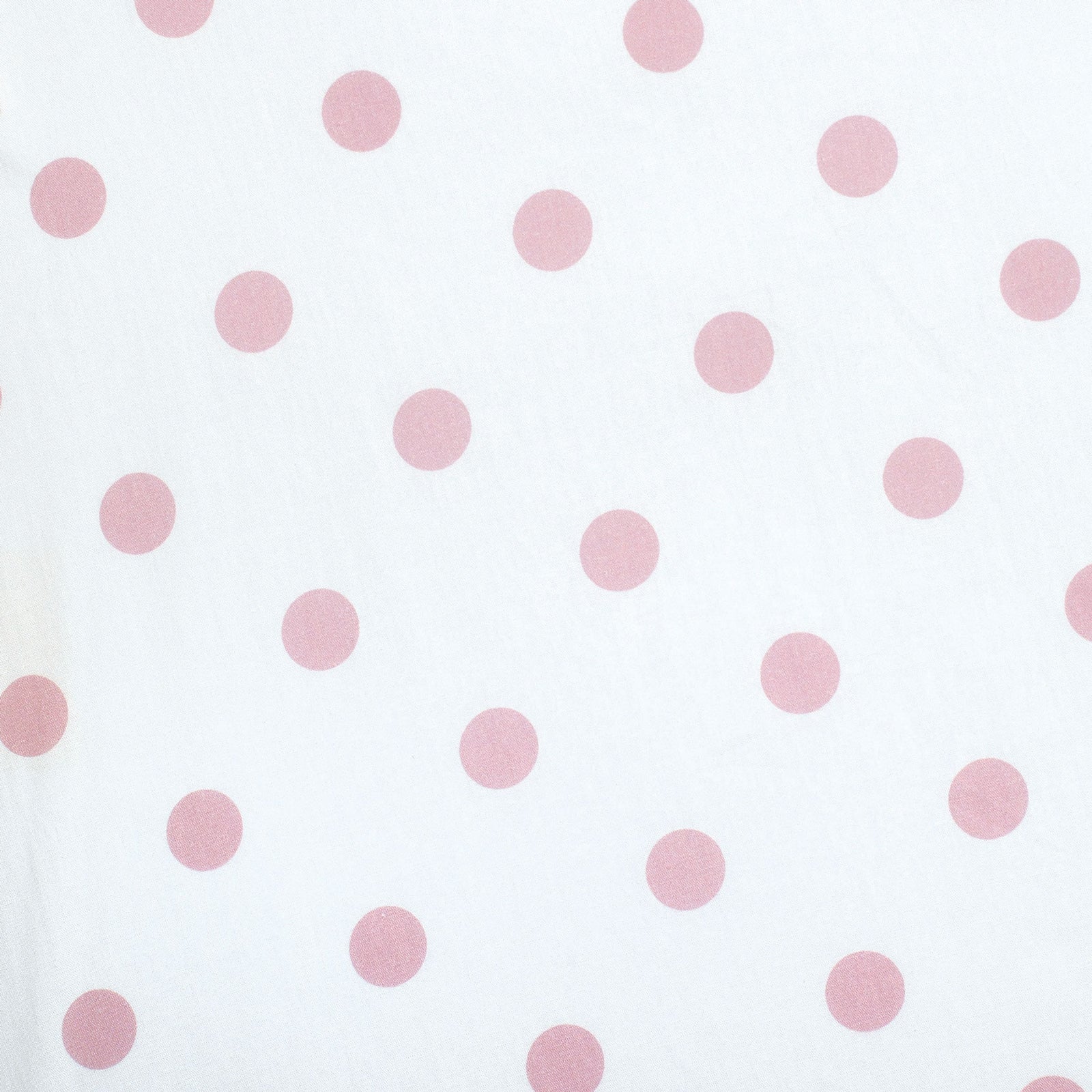 Pattern of pink polka dots on a white background