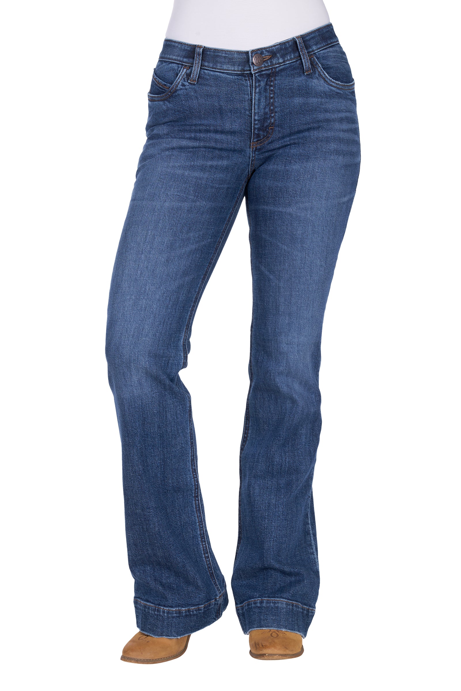 Wrangler Women's Luna Willow Trouser. Blue jeans on a white background