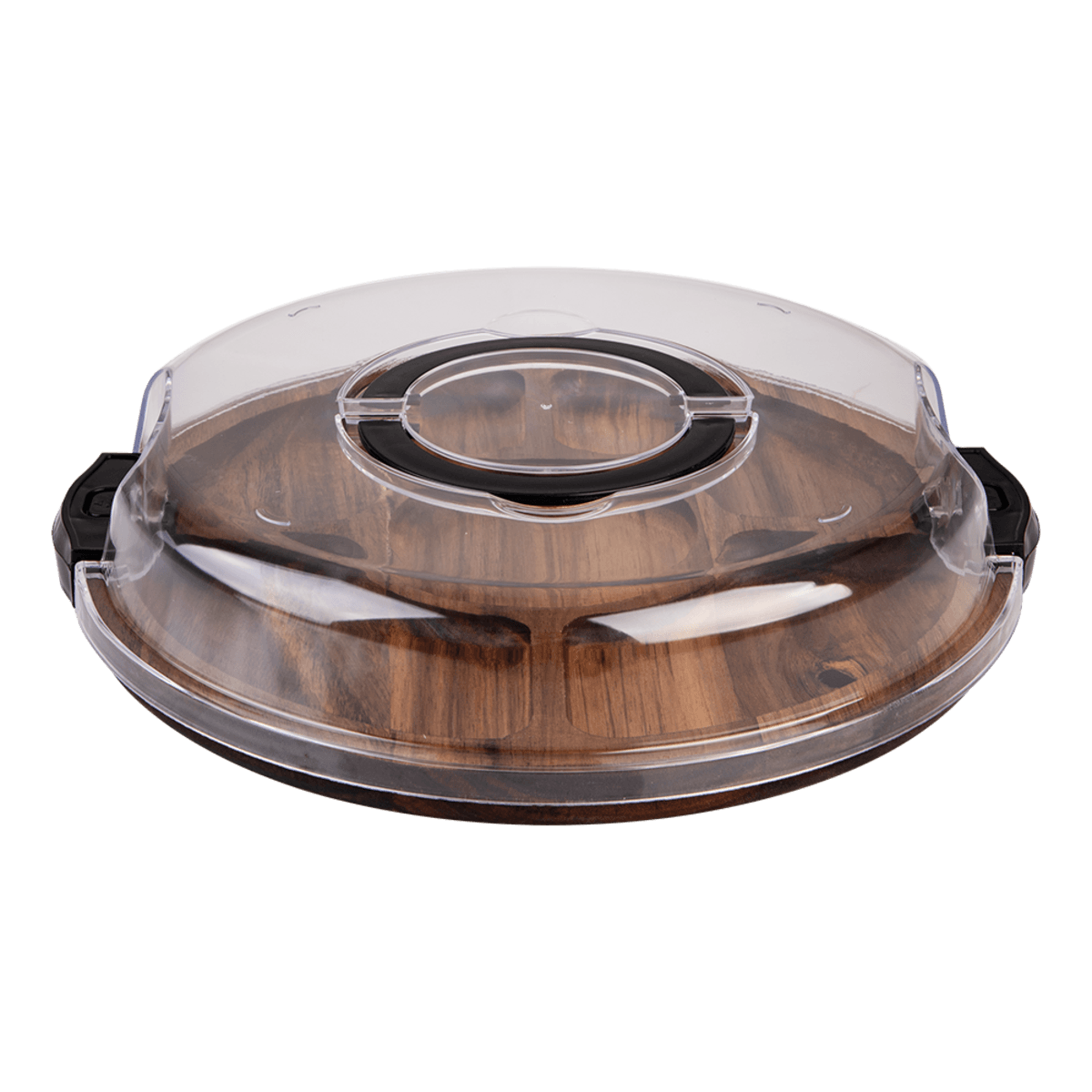 Alfresco Lane Acacia Wood 5 Compartment Round Grazing Platter with Lid Donaldson Enterprises