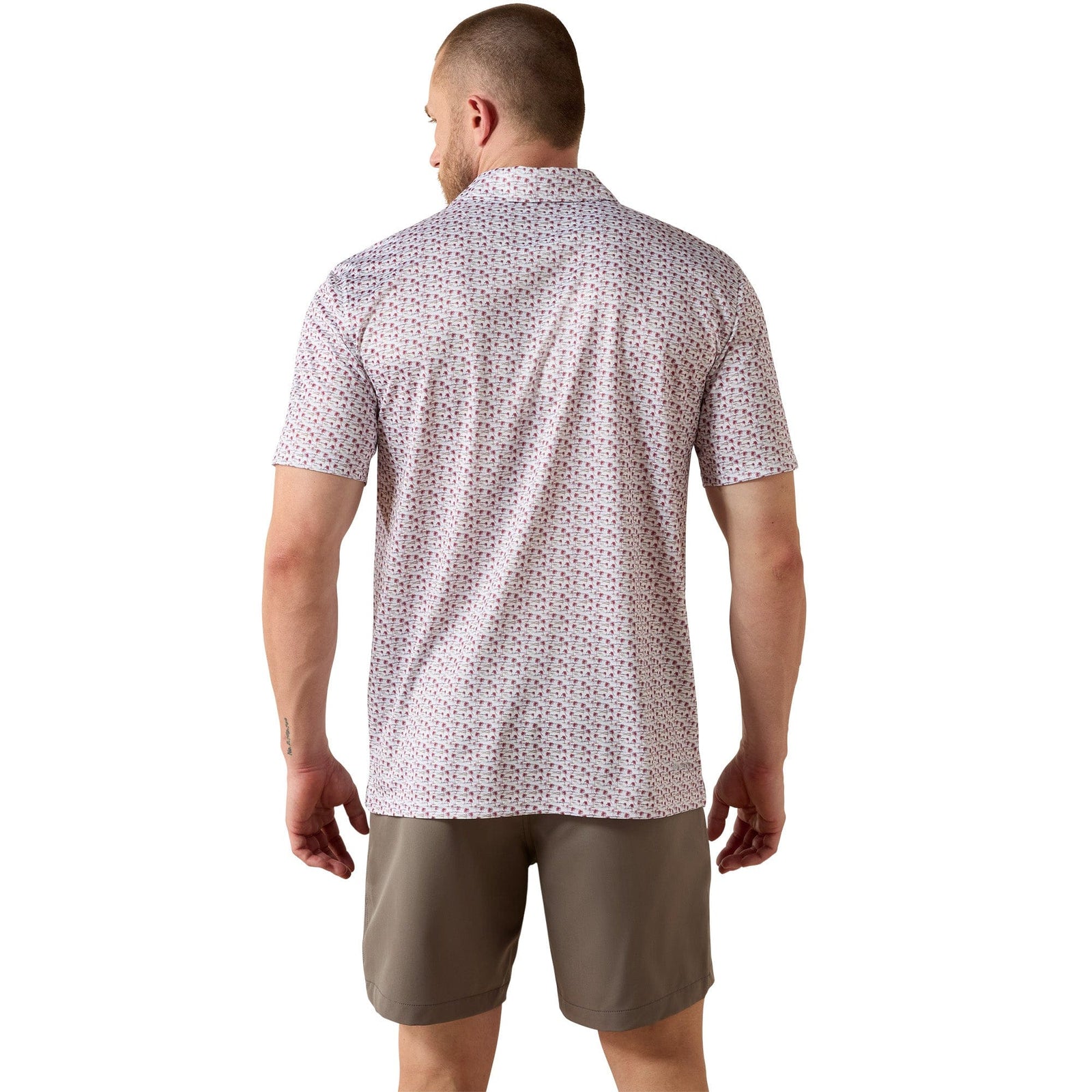 Ariat Men's All Over White Island Mini Print Polo Ariat