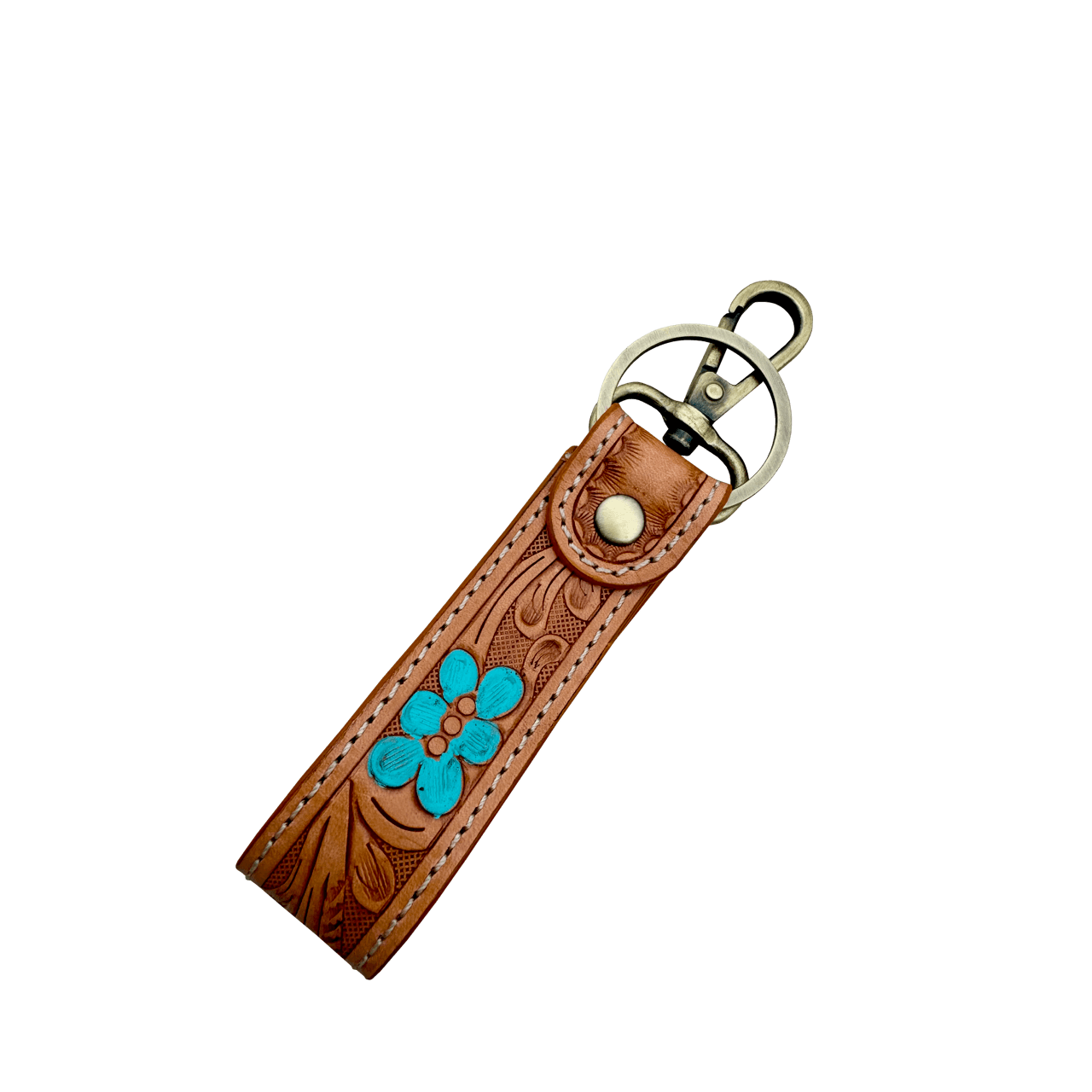 Tooling Leather and Cowhide Sleek Keyring The Design Edge CA20TAN