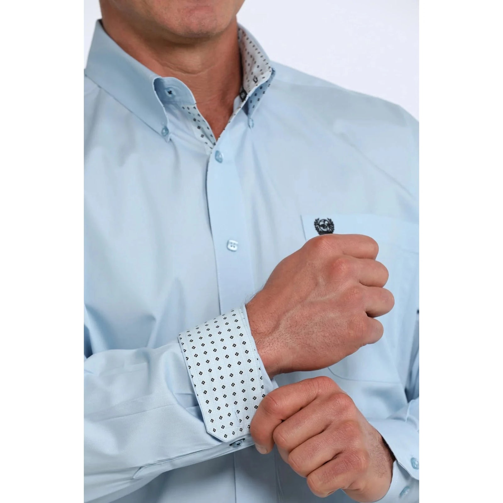Cinch Men's Solid Light Blue Classic Fit Western Shirt Cinch