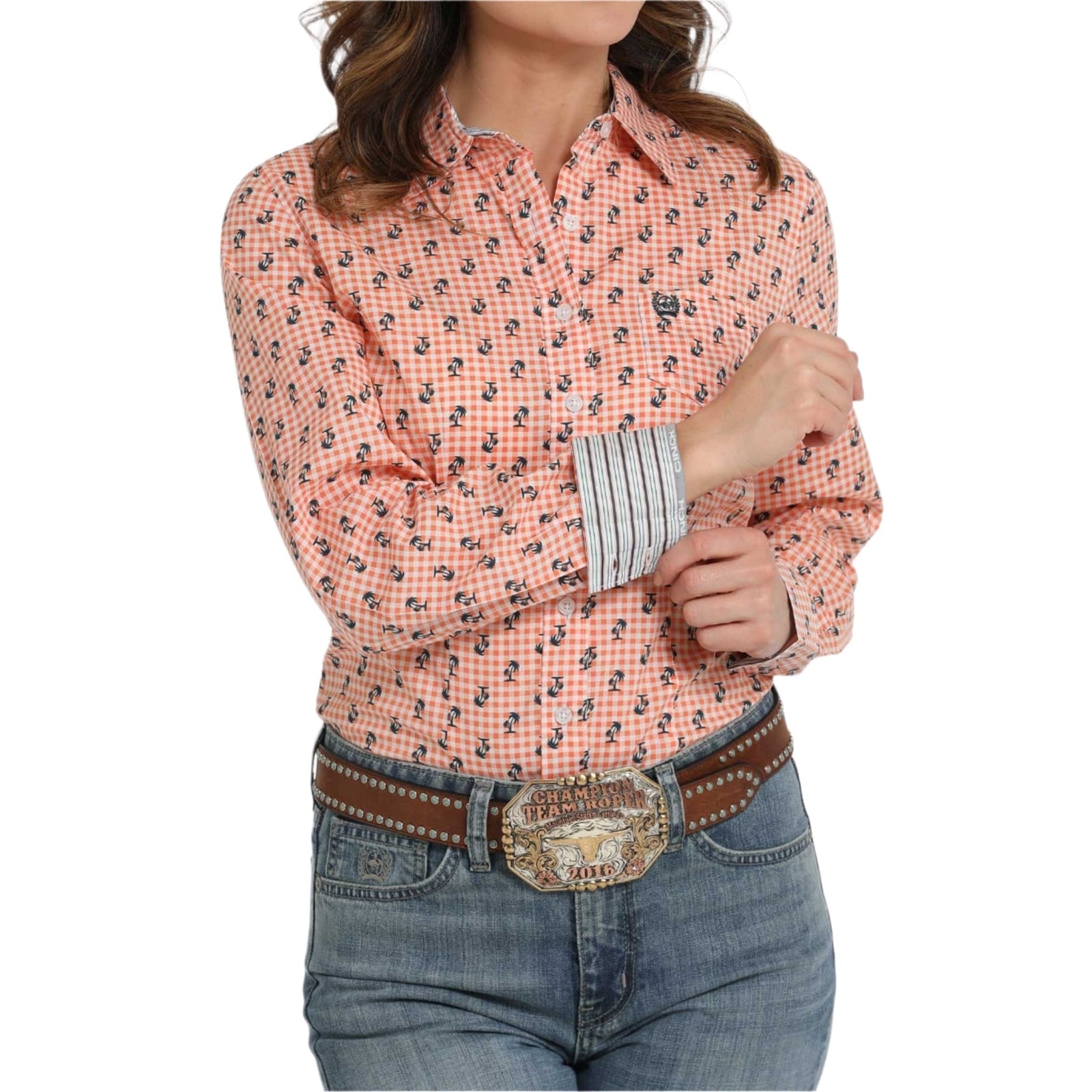Cinch Women's Palm Tree Long Sleeve Western Shirt Cinch
