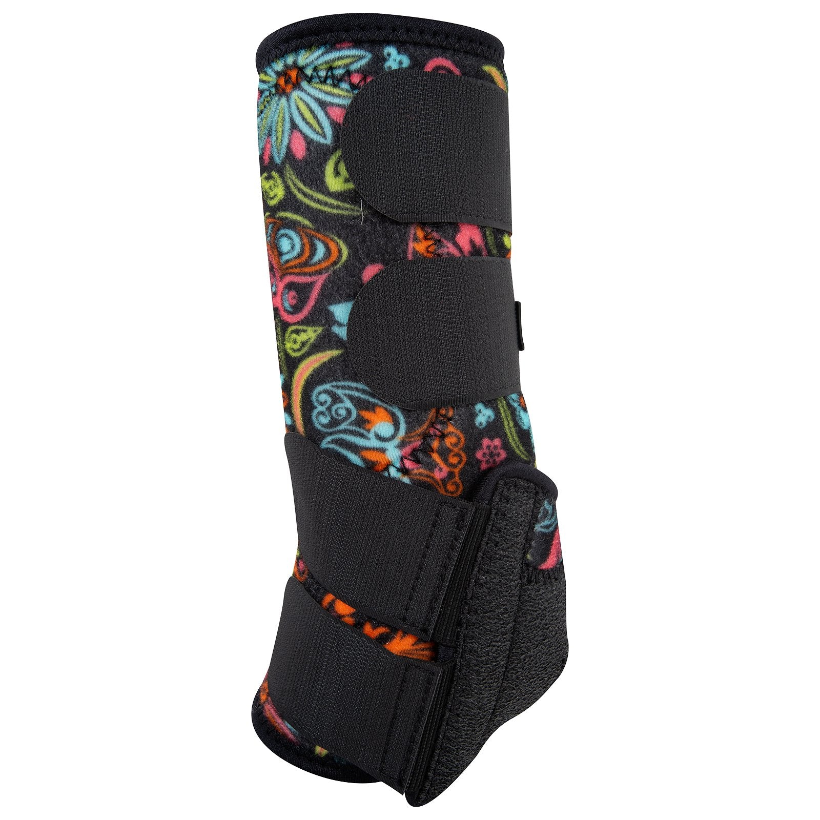 Colorful floral-patterned protective boot on a white background