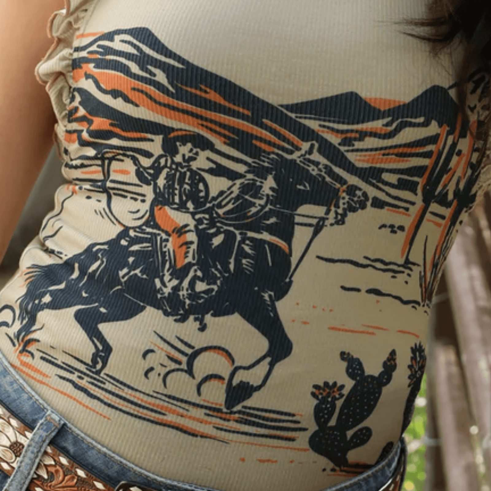 Cruel Denim Women's Western Rib Knit Sleeveless Tank Cruel Denim
