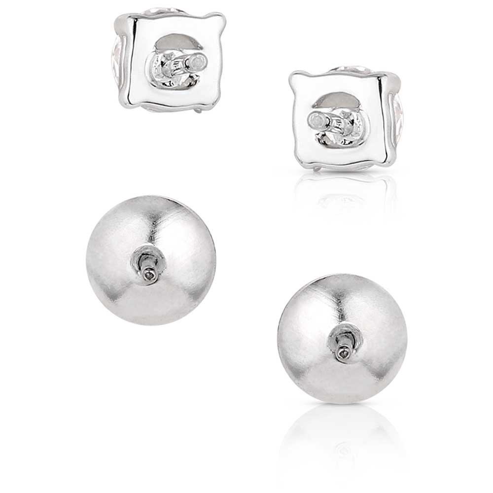 Montana Silversmith Pearl Harmony Earring Set. Set of silver earrings on a white background
