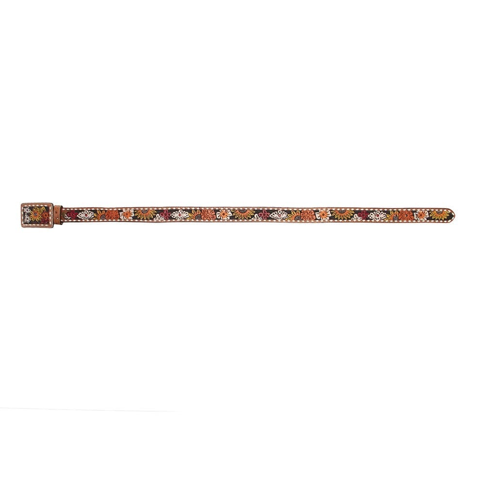 Fort Worth Painted Leather Belt & Buckle - Flowers Fort Worth