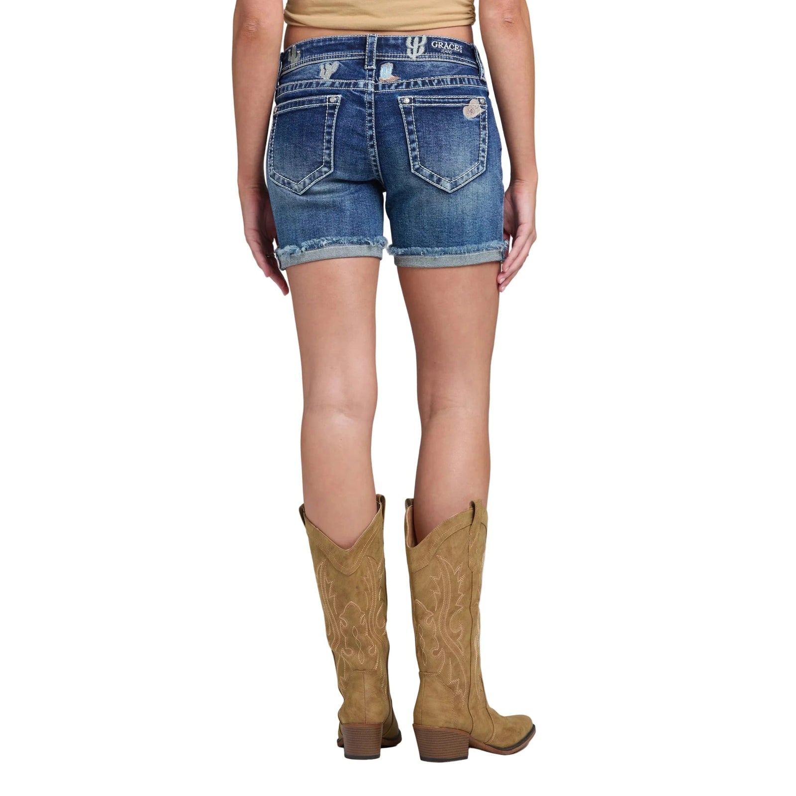 Grace In LA Women's Cactus Embroidered Shorts Grace in LA