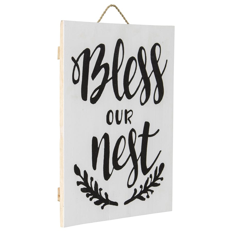 Handcrafted Monochrome Bless Our Nest Wall Art Want Giftware