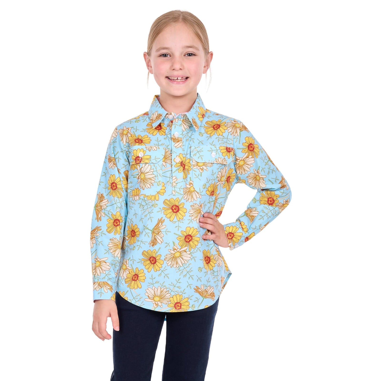 Hard Slog Girl's Sunday 1/2 Placket Long Sleeve Shirt Hard Slog