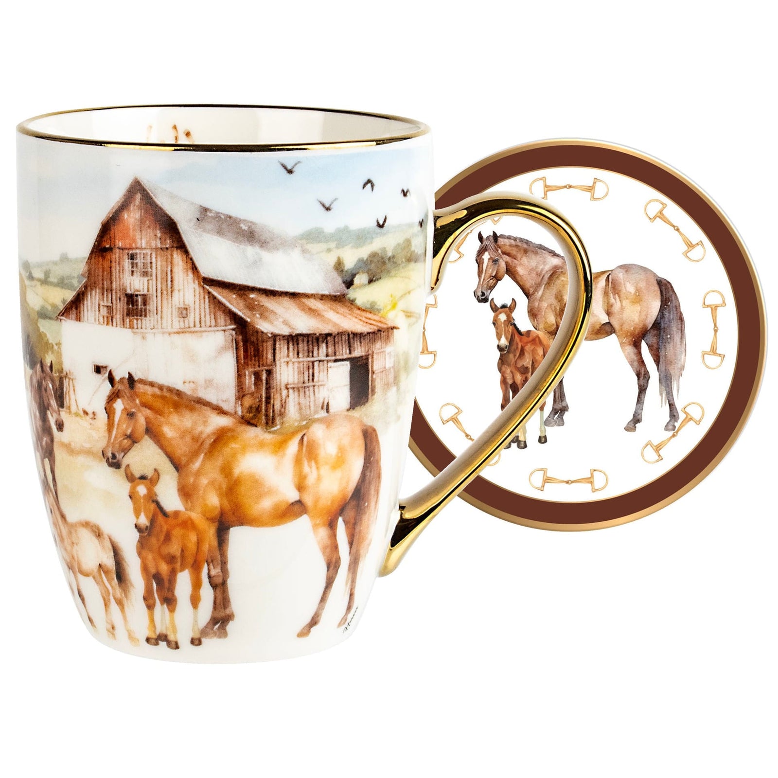 Landmark Gifts Horses Farm Mug and Coaster Gift Set Landmark Gifts