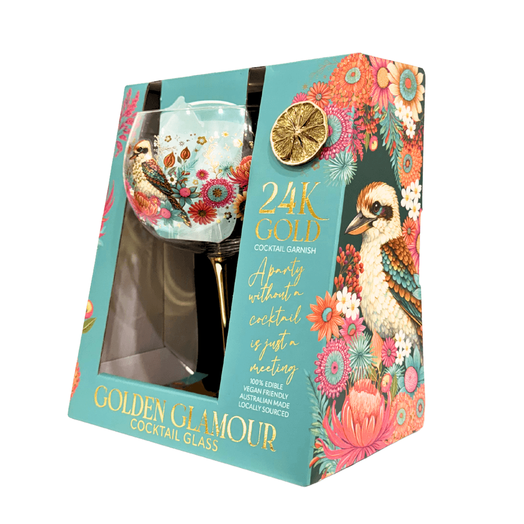 Lisa Pollock - Brilliant Kookaburra Golden Glamour Cocktail Glass Lisa Pollock