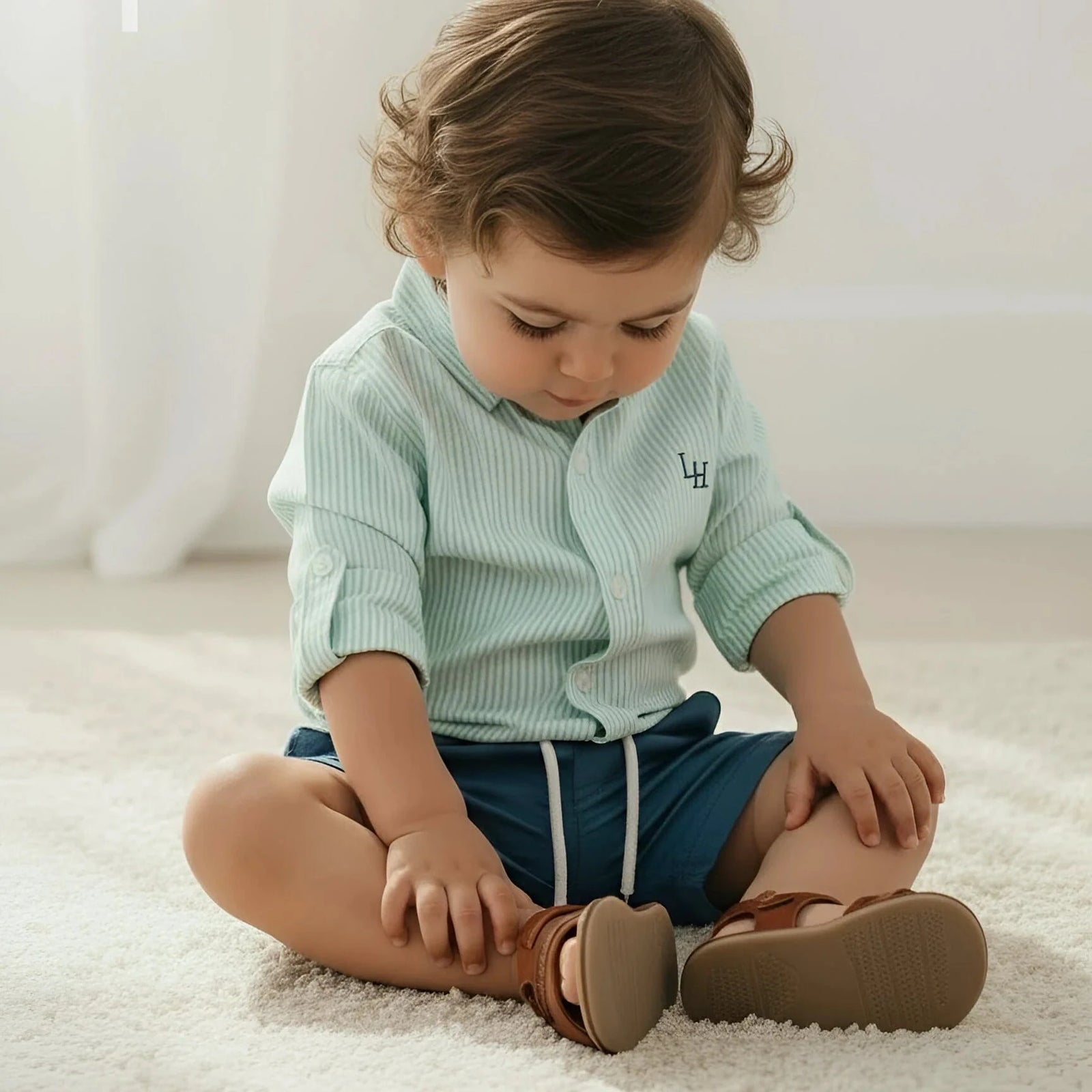 Love Henry Baby Boy's Oxford Dress Shirt Romper Love Henry
