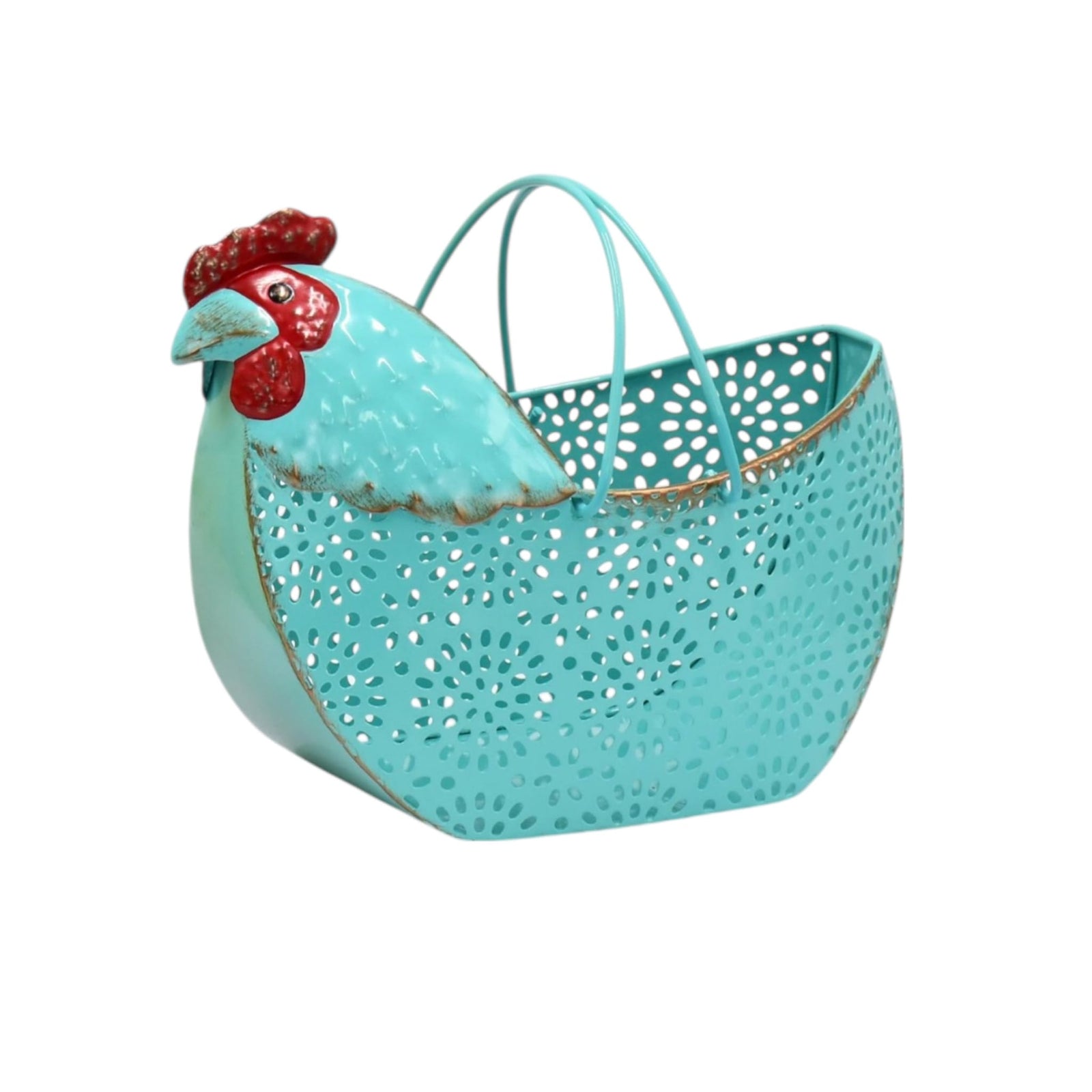 Metal Chicken Basket - Blue DWBH Homewares