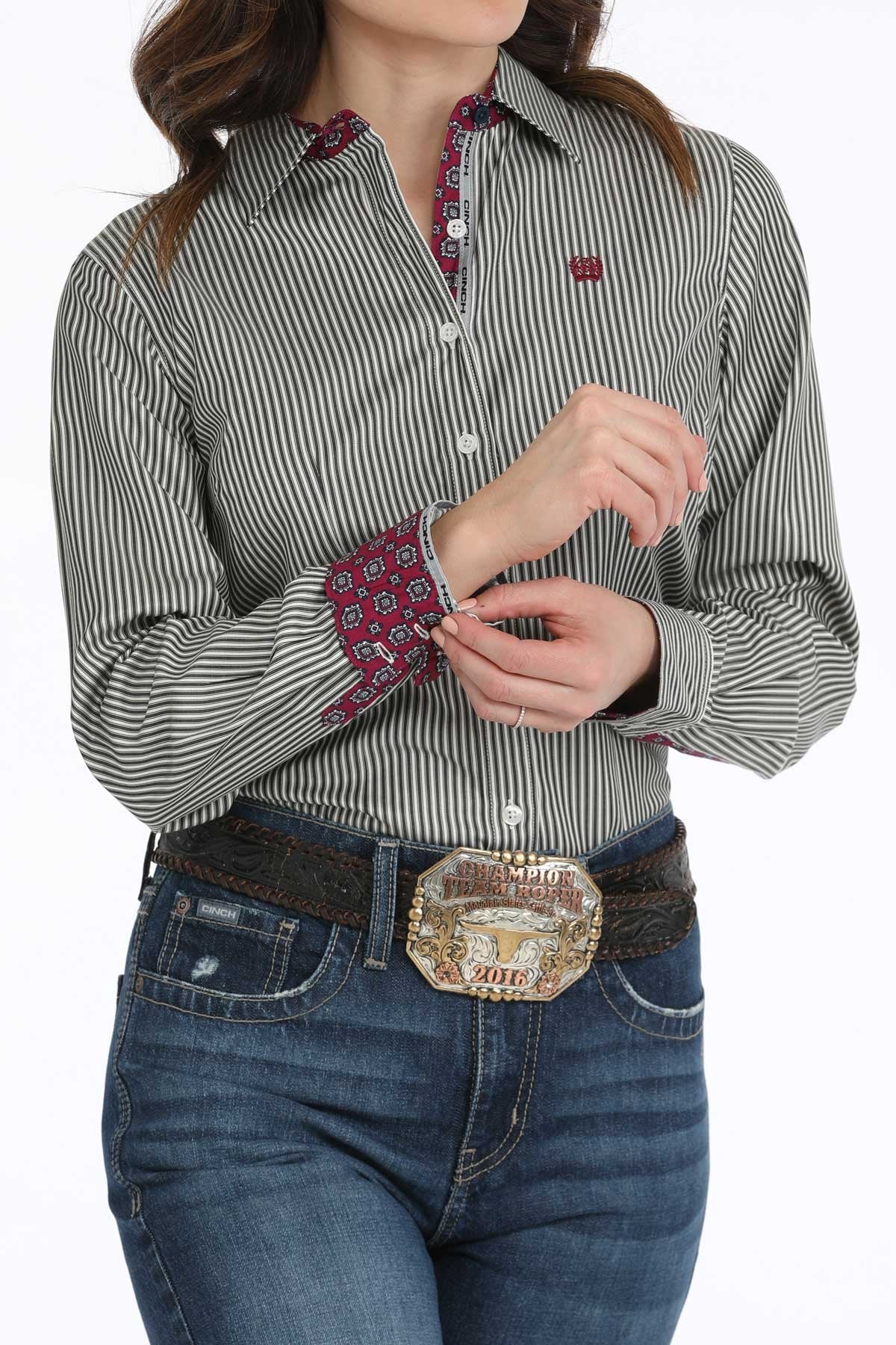 Cinch Women's Tencel Stripe L/S Western Shirt