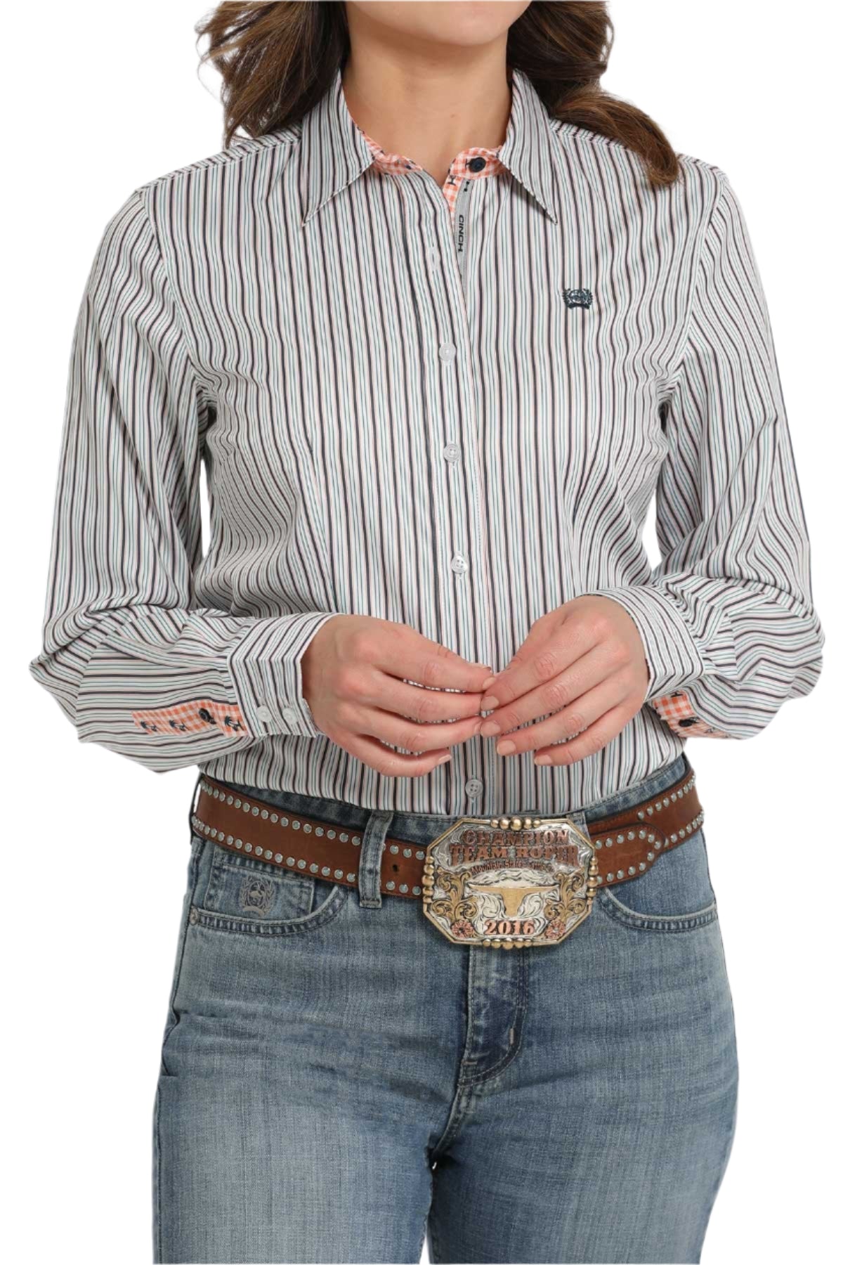 Cinch Women's Tencel Stripe L/S Western Shirt