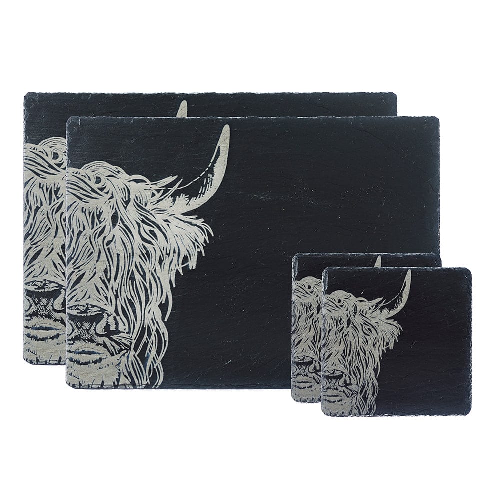 Selbrae House Highland Cow Slate Placemat & Coaster Set Selbrae House