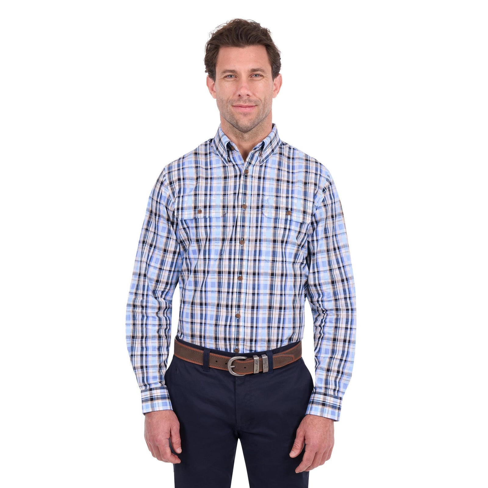 Thomas Cook Men's Roman Check 2-Pocket Long Sleeve Shirt Thomas Cook
