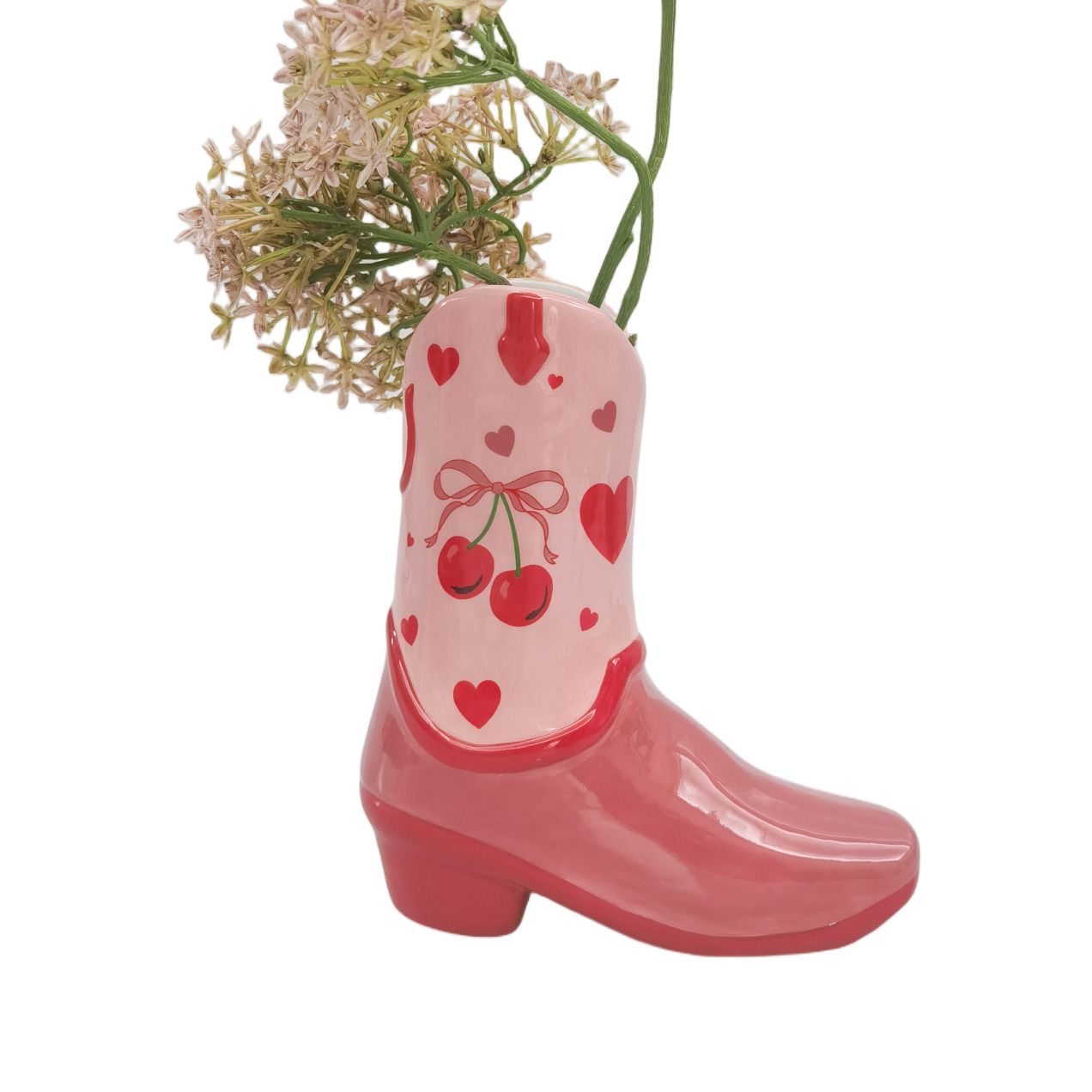 Urban Products 19cm Cowboy Boots Cherry Vase