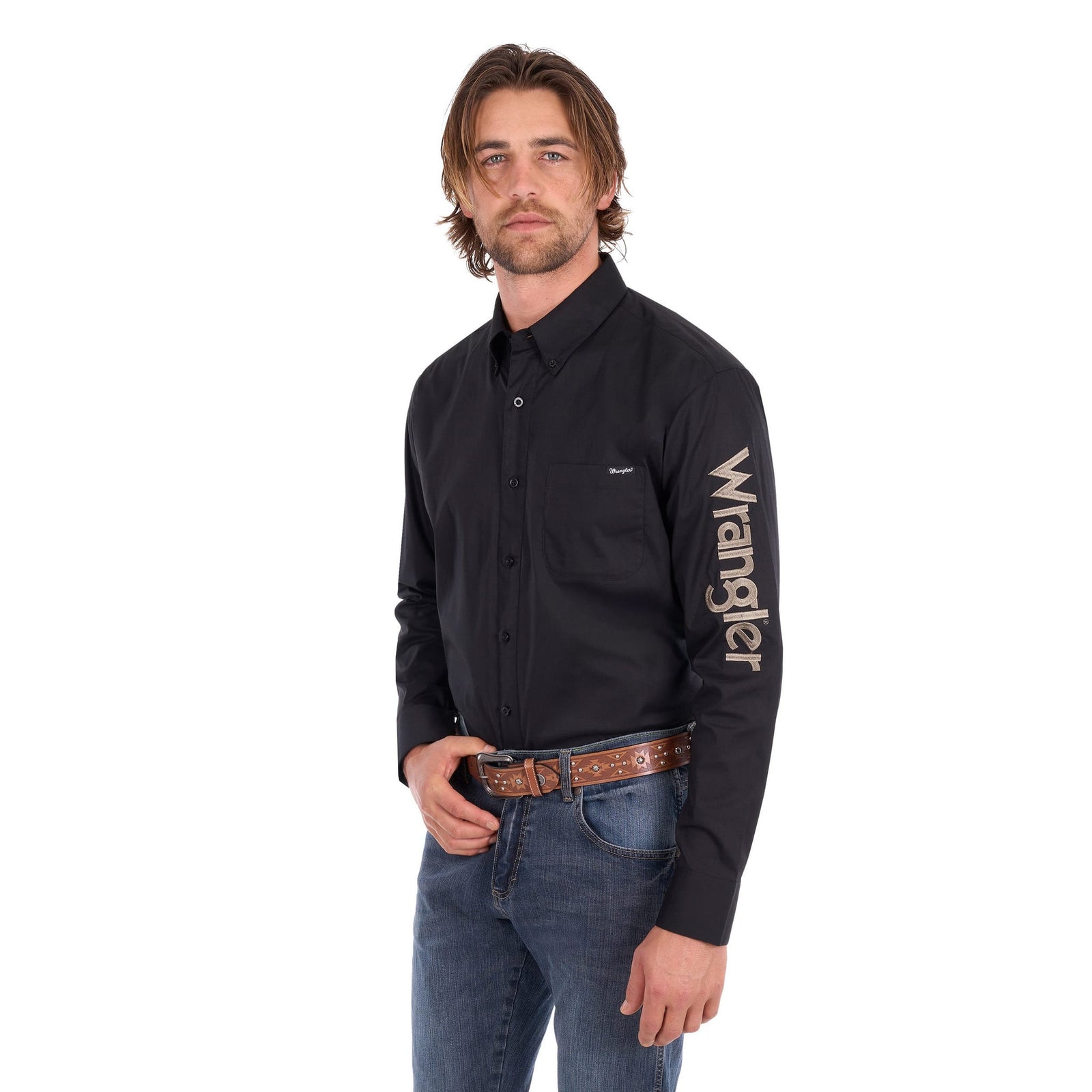 Wrangler Men's Flex Logo Western Shirt Wrangler