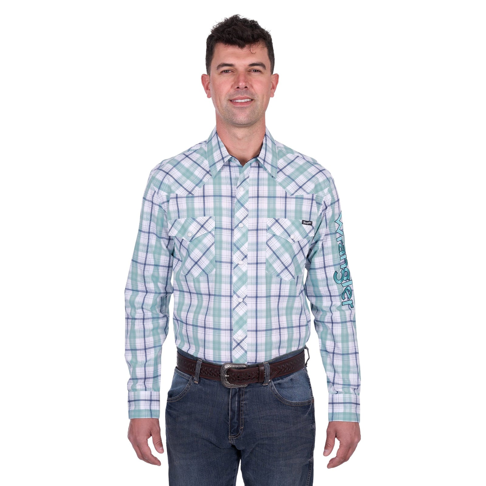 Wrangler Men's Jacob Logo Long Sleeve Western Shirt Wrangler