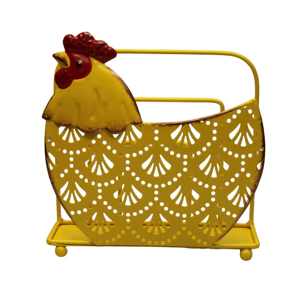 Metal Chicken Serviette Holder - Yellow