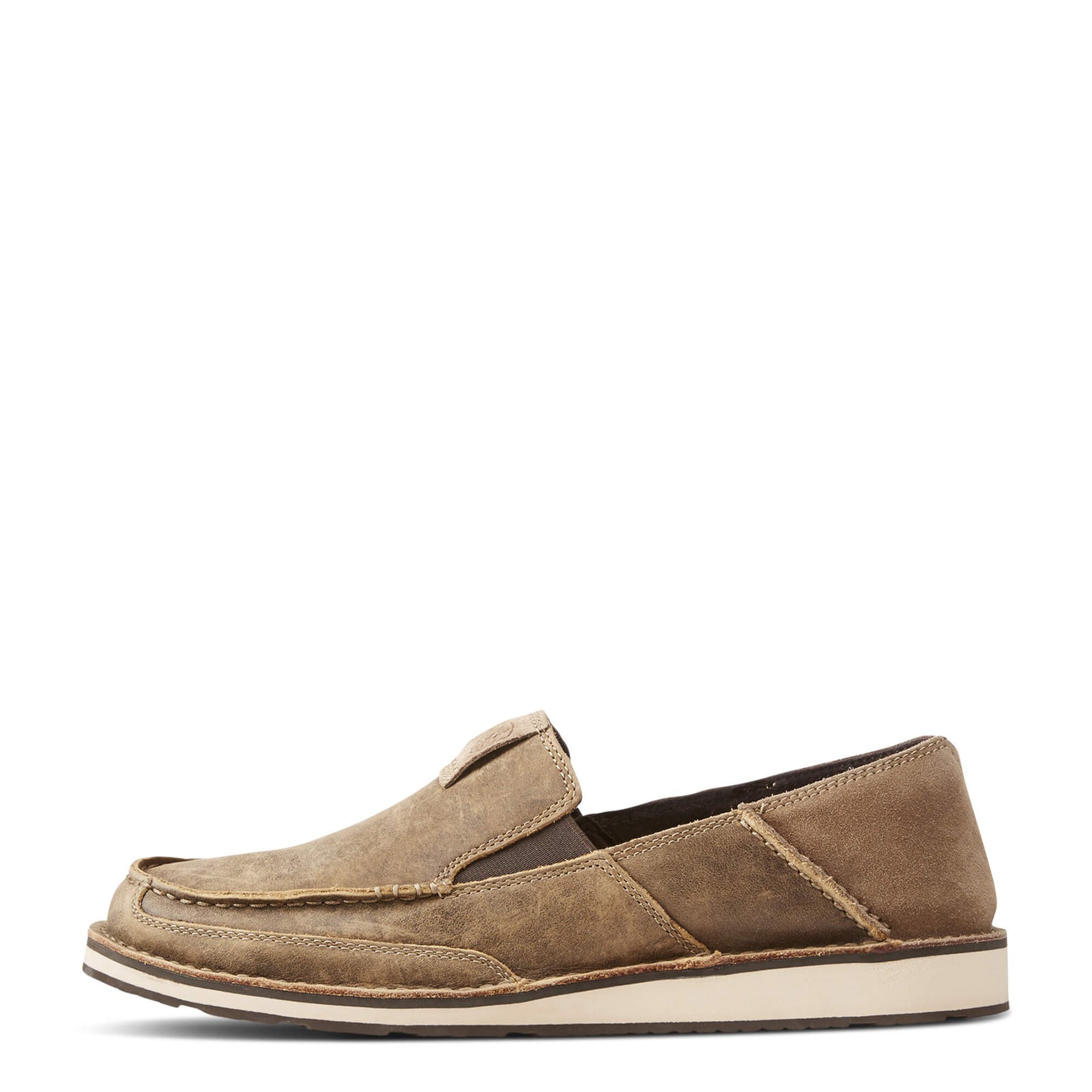 Ariat Men's Cruiser Slip On shoe in brown color with a low heel and slip-on design.