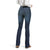 Ariat Women's Rosa Perfect Rise Boot Cut Jean. Person wearing blue jeans and a white shirt on a white background