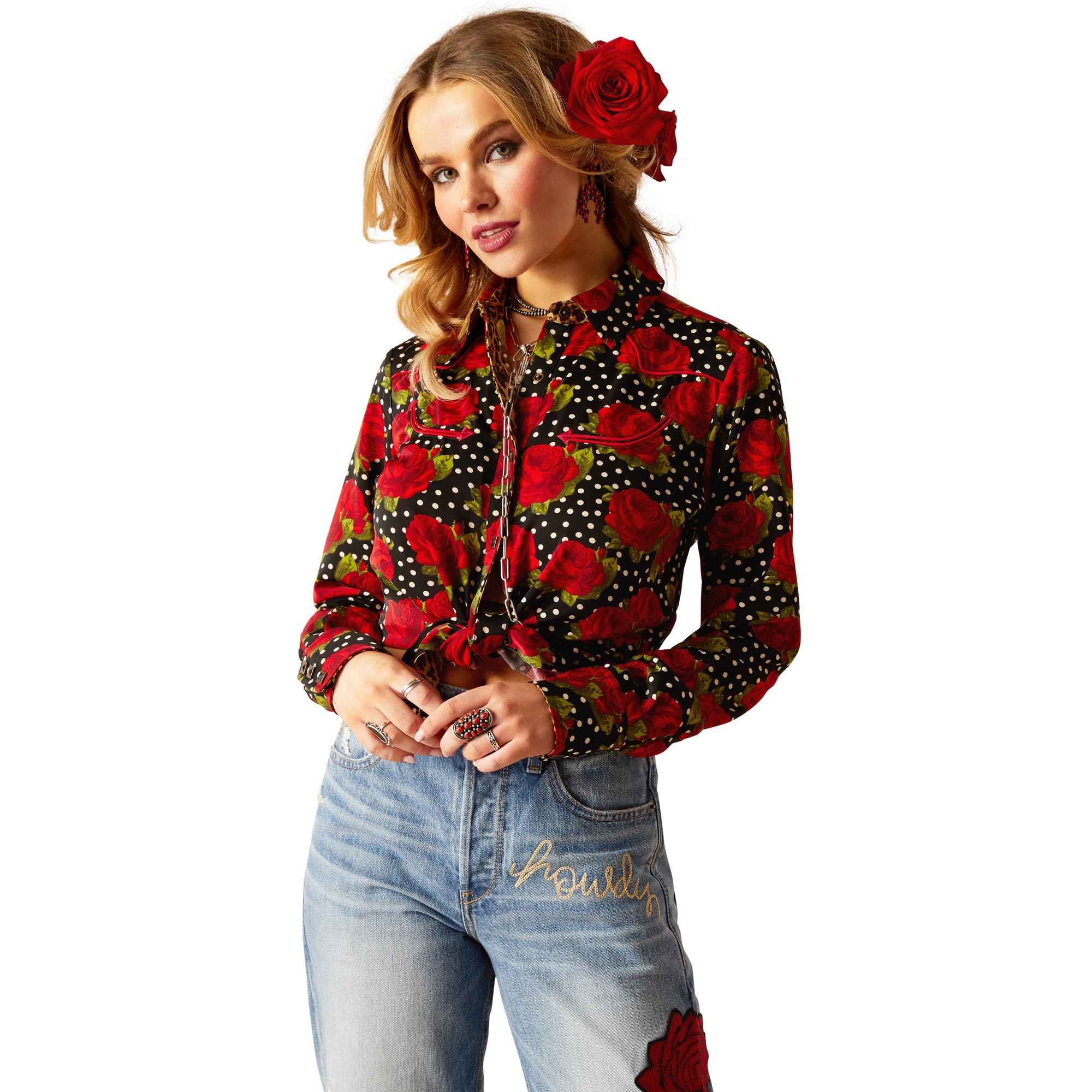 Ariat Women's Rodeo Quincy Retro Rose L/S Western Shirt