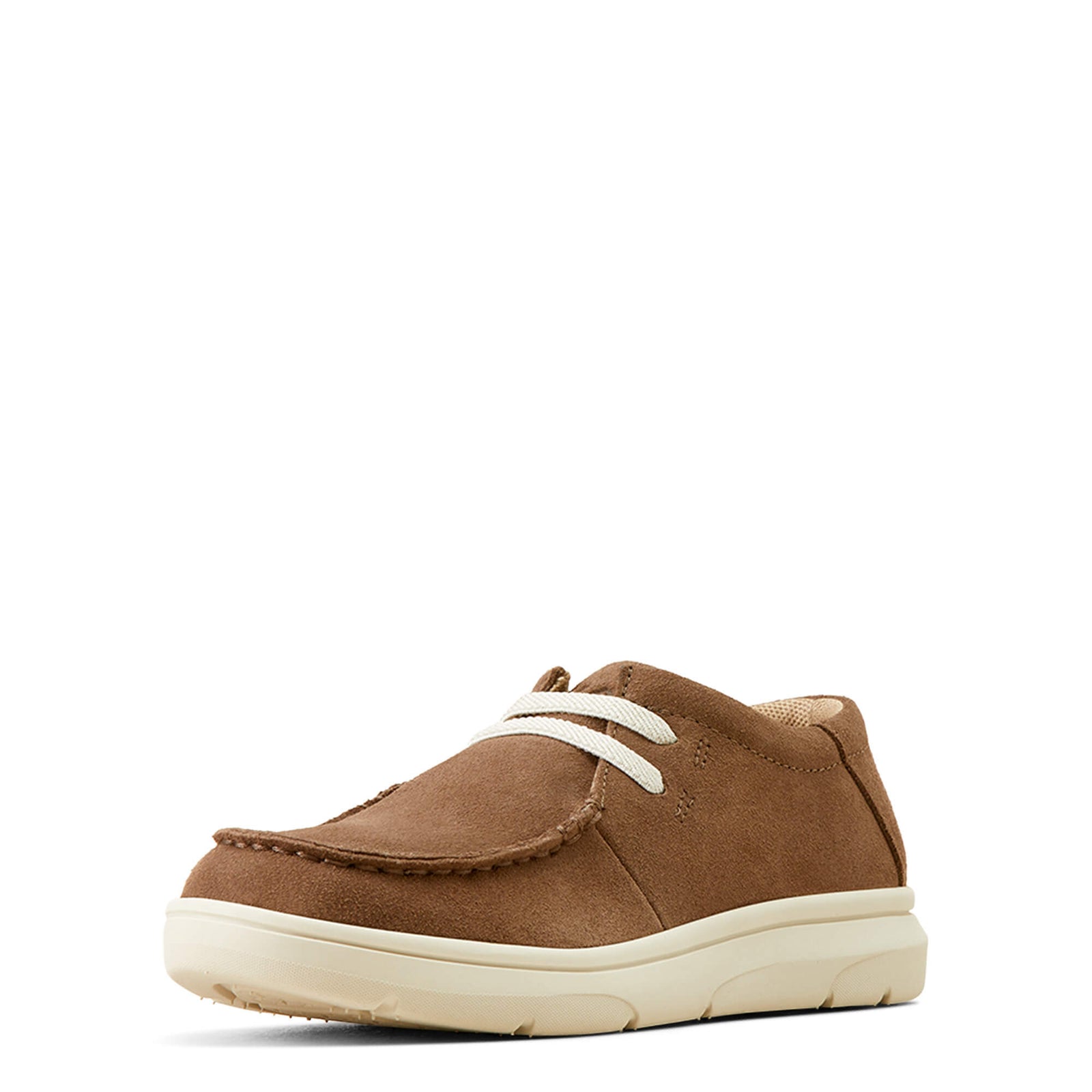 Ariat Hilo Kids Shoe featuring a low-top design with elastic laces, brown color, and a flat sole.