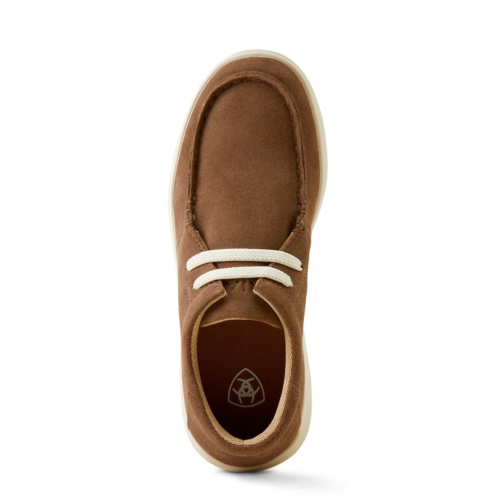 Ariat Hilo Kids Shoe featuring a low-top design with elastic laces, brown color, and a flat sole.