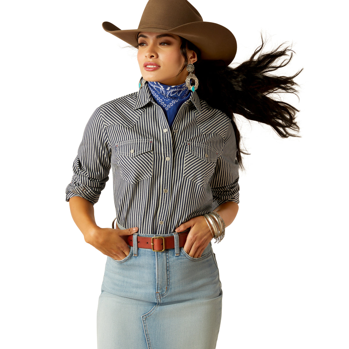 Ariat Women&#39;s Railroad Stripe L/S Western Shirt