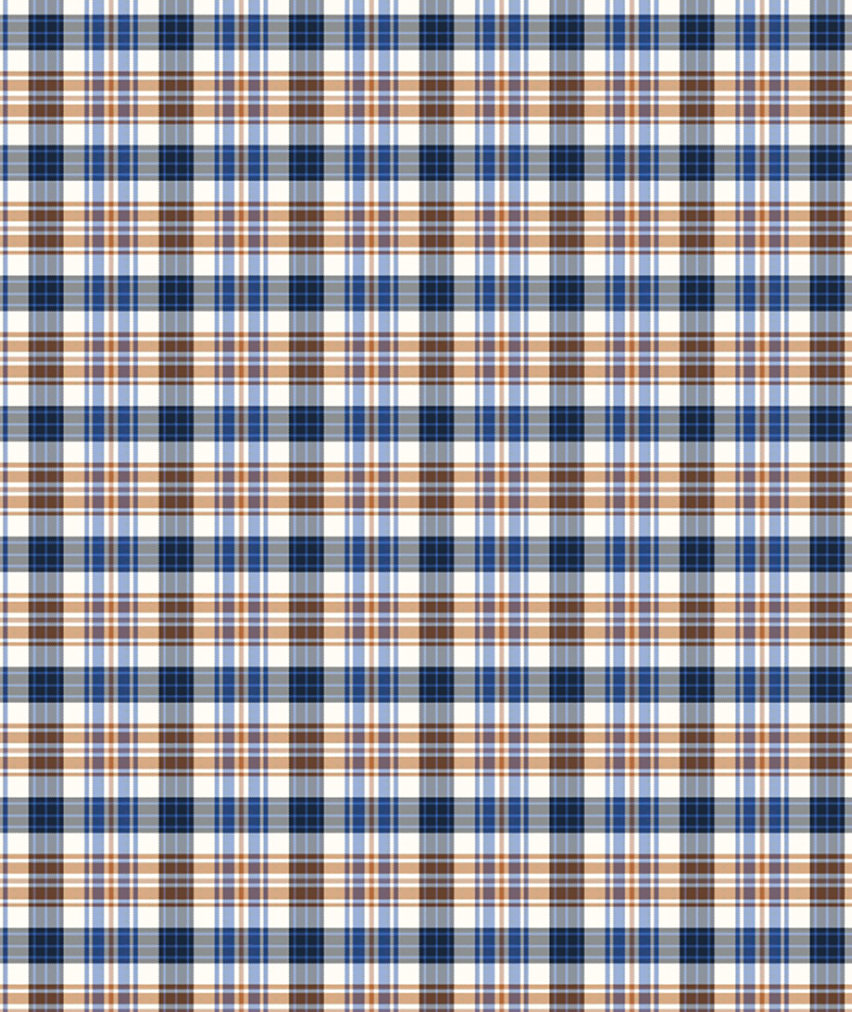 Plaid pattern with blue, brown, and white colors