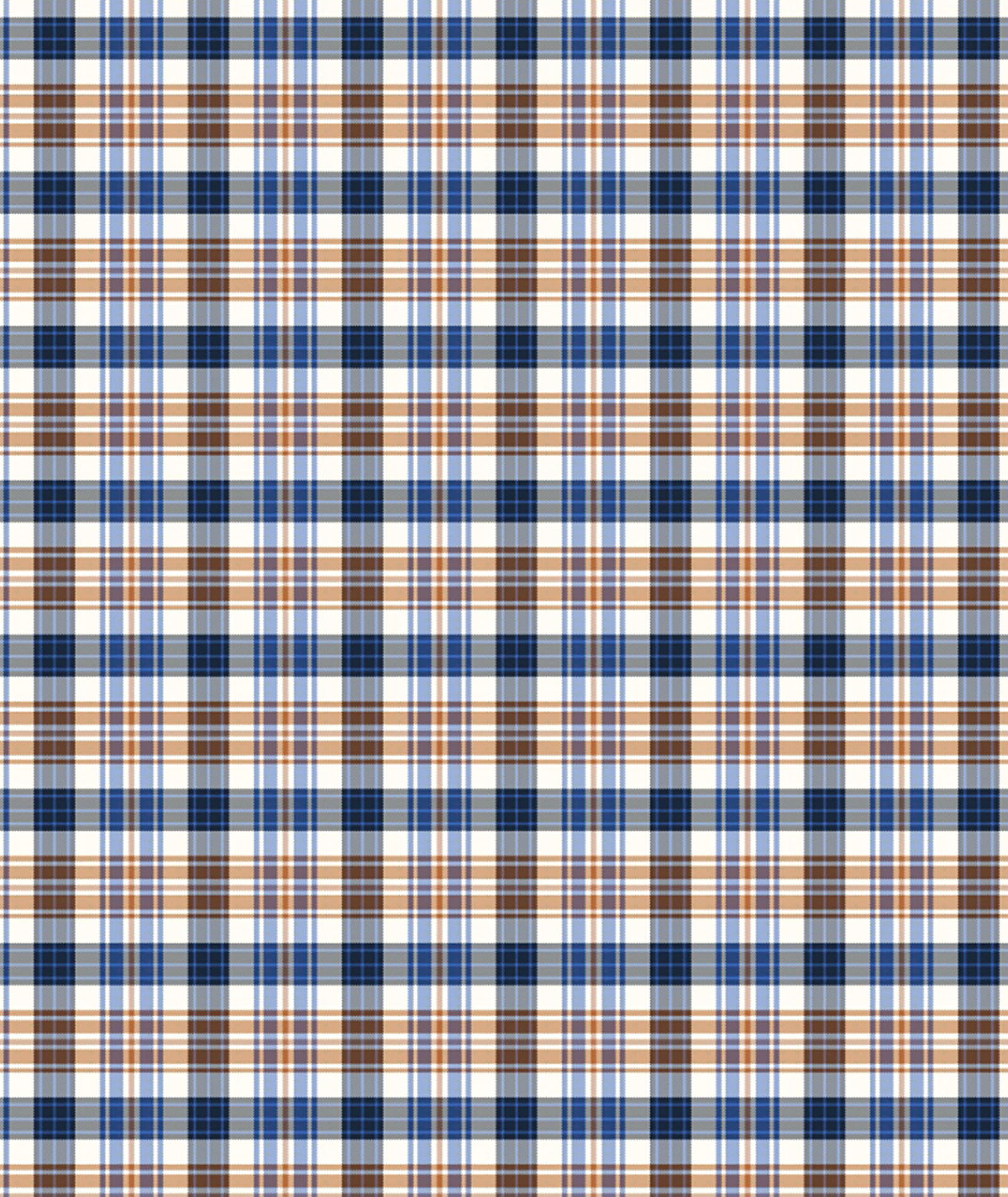 Plaid pattern with blue, brown, and white colors