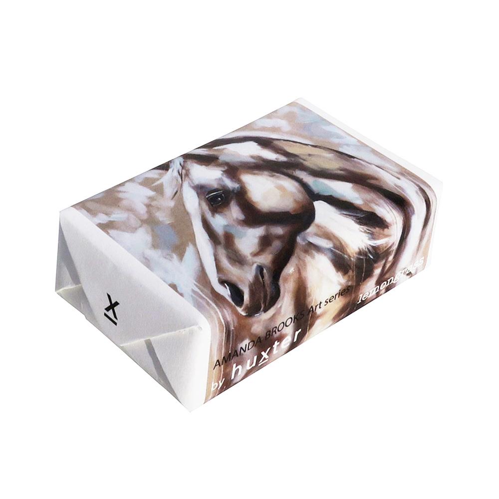 Huxter AB 'Halo' Horse Soap. Rectangular product packaging with a horse design on a white background