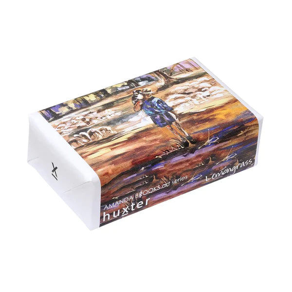 AB A Days Work Soap. Huxter product packaging with artistic design on a white background