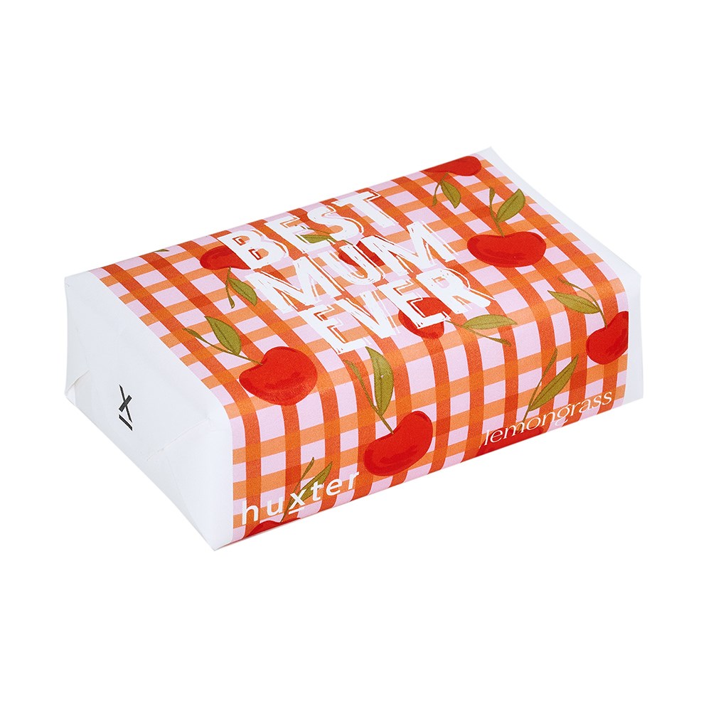 Rectangular box with red apples and orange checkered pattern on a white background