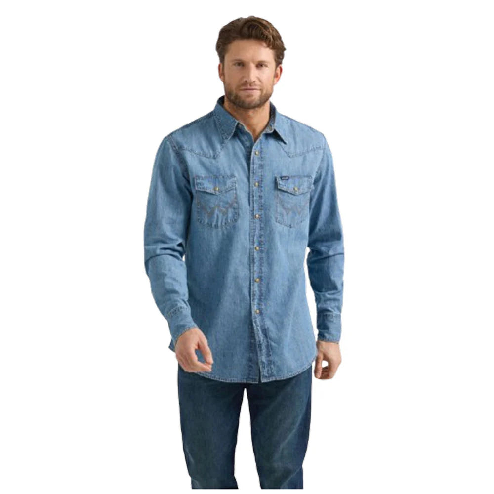 Wrangler Men's Classic Fit Denim L/S Western Shirt