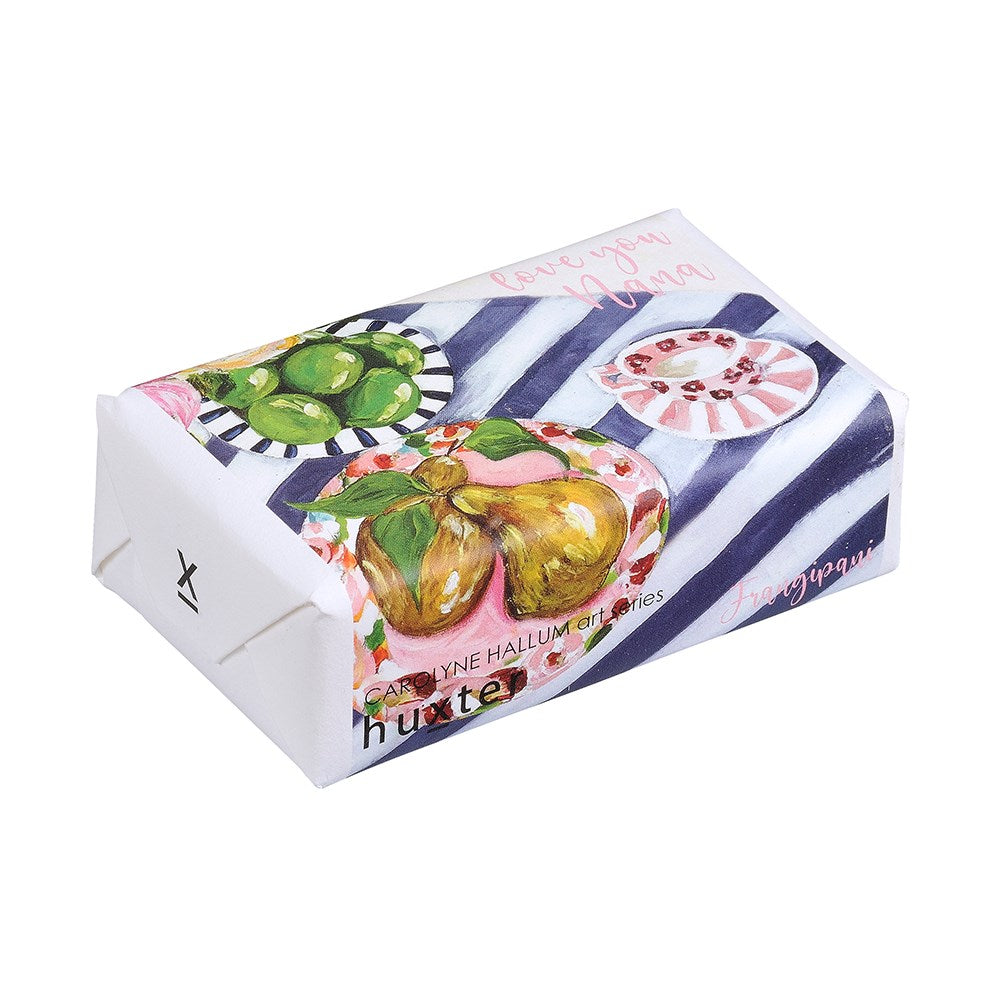Rectangular box with artistic fruit design on a white background