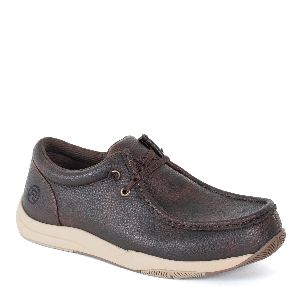 Brown leather shoe on a white background