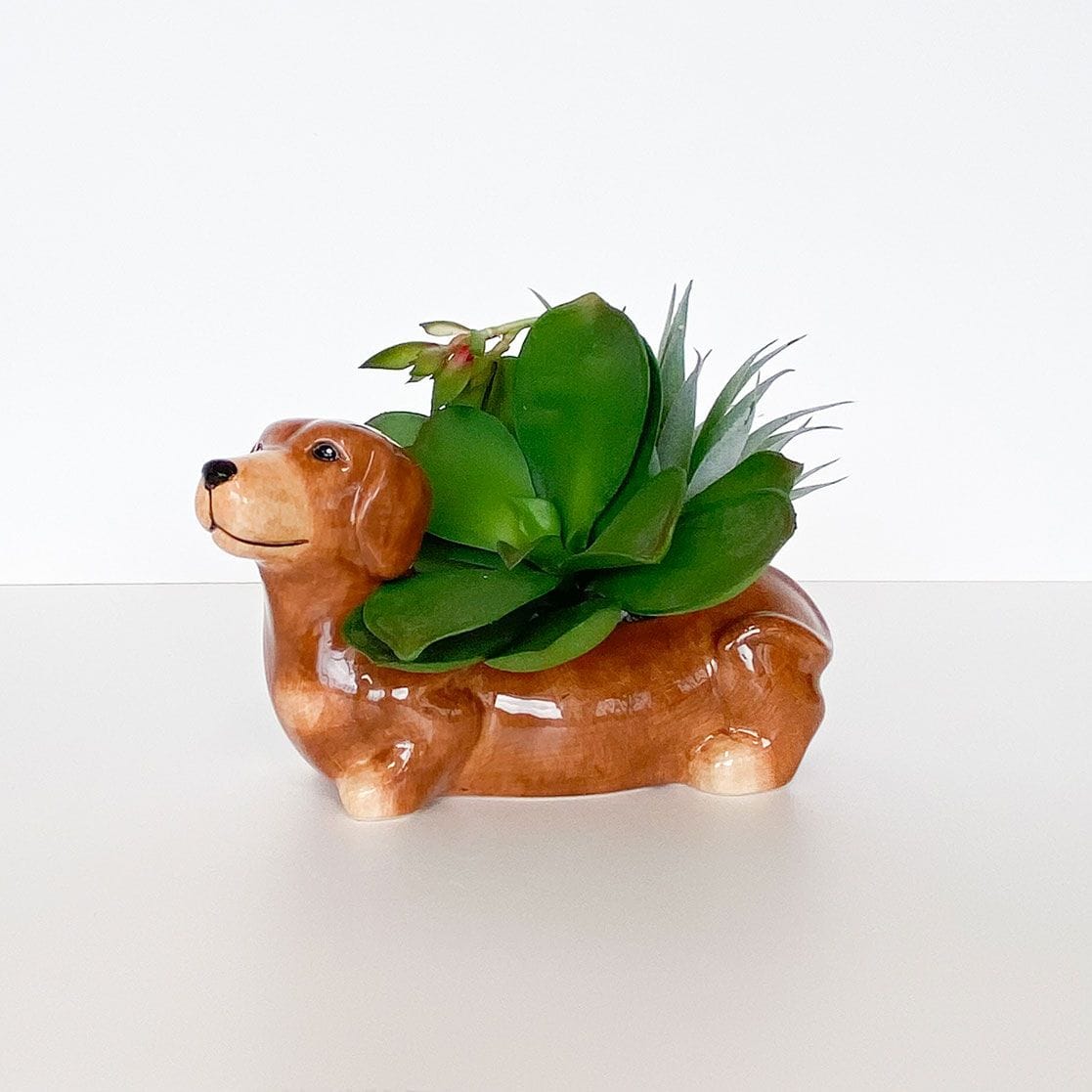 20cm Cute Dachshund Planter Brown Urban Products