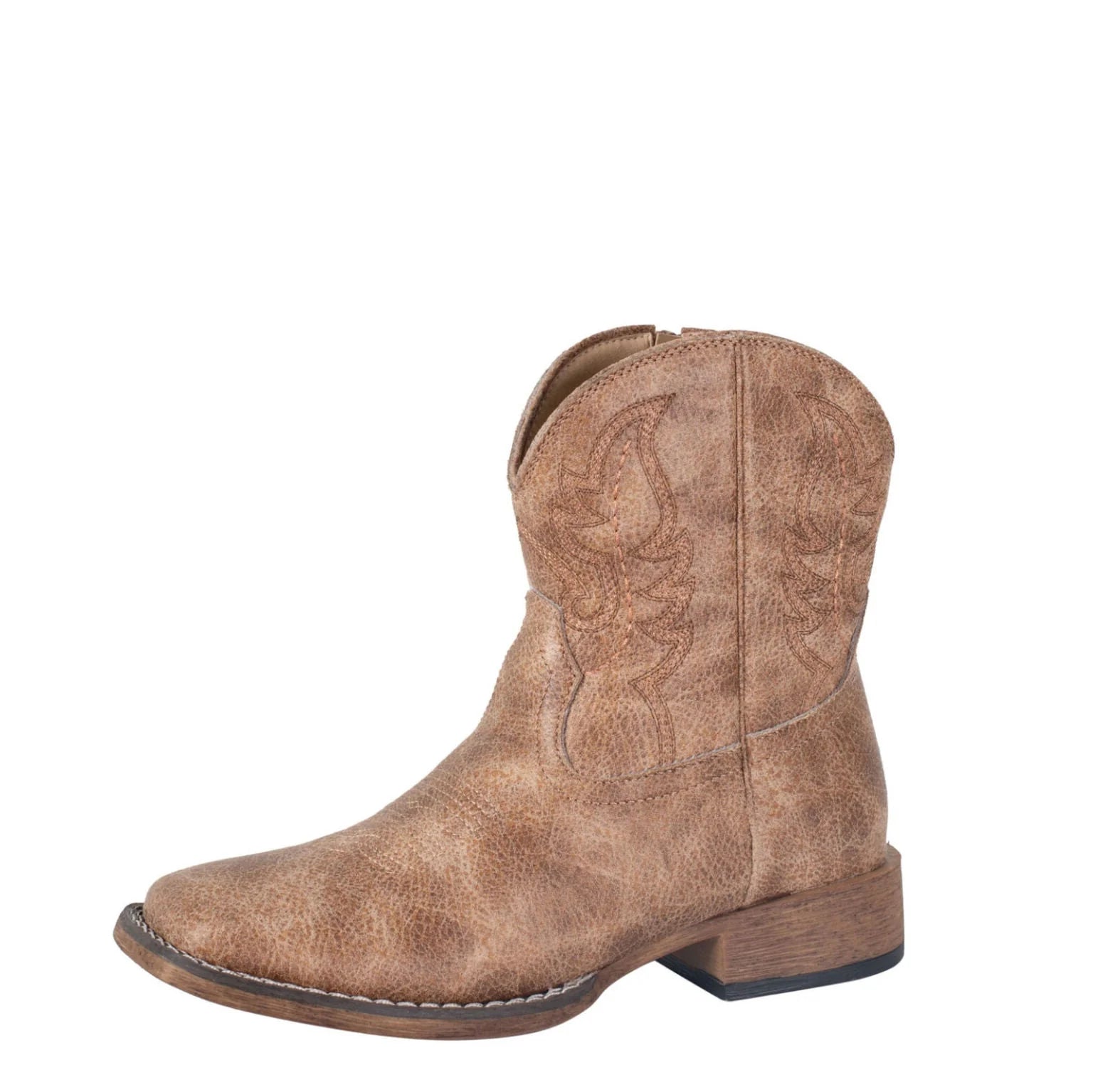 Brown cowboy boot on a white background