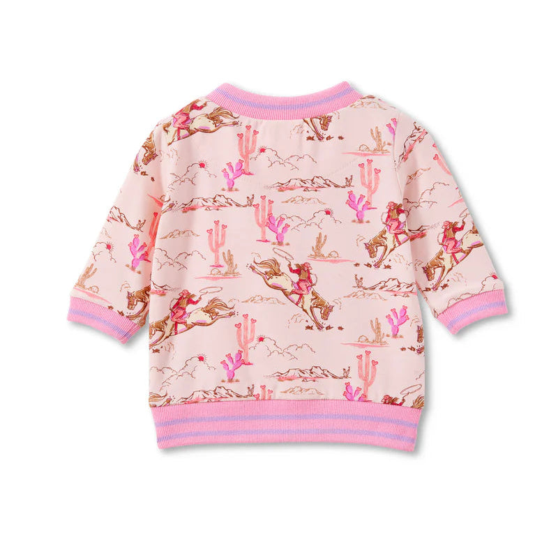 Children's sweatshirt with cowboy and cowgirl design on a white background