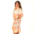 Women's Freedom Flame "Ellie" Dress. Woman wearing a patterned dress on a white background