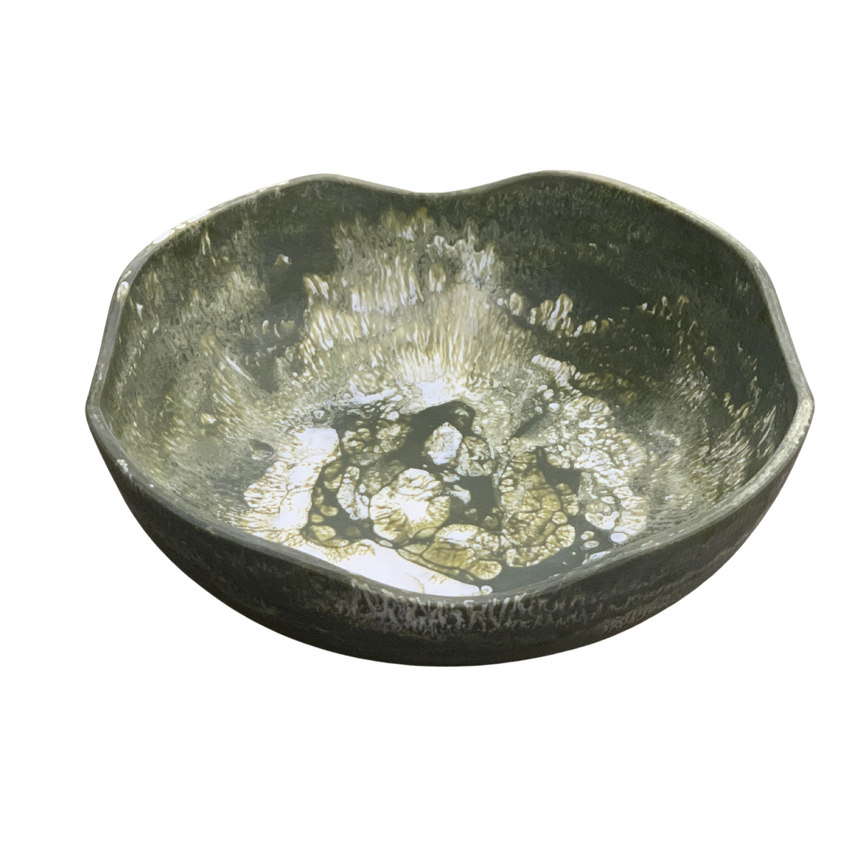 Decorative ceramic bowl with a textured surface on a white background