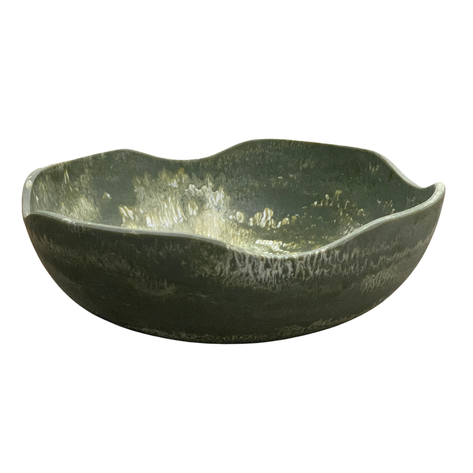 Decorative ceramic bowl with a textured surface on a white background