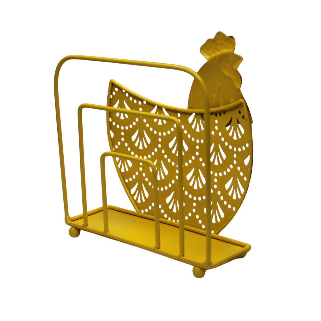 Metal Chicken Serviette Holder - Yellow